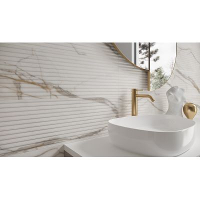 Opoczno Cristallo white structure satin płytka ścienna 24x74 cm STR biały połysk