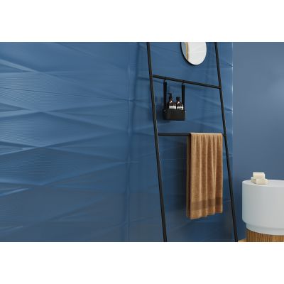 Cersanit Gravity marine blue lines structure satin płytka ścienna 24x74 cm STR niebieski satynowy