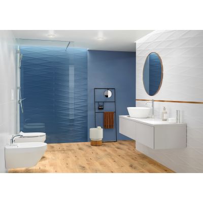 Cersanit Gravity marine blue lines structure satin płytka ścienna 24x74 cm STR niebieski satynowy