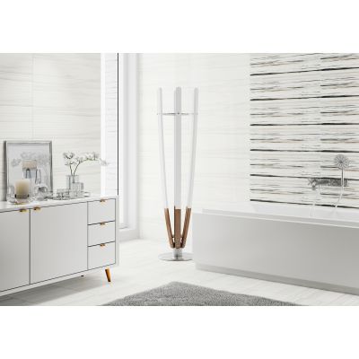 Opoczno Artistic Way white inserto lines dekor ścienny 25x75 cm mix połysk