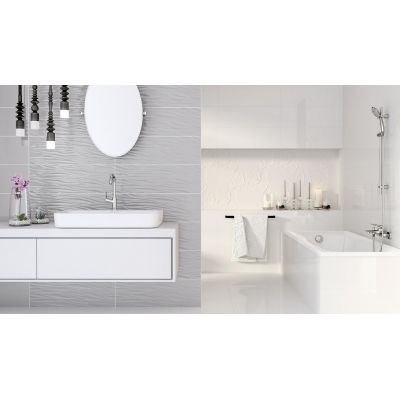 Opoczno Structure Pattern Grey Wave Structure płytka ścienna 25x75 cm STR szary połysk