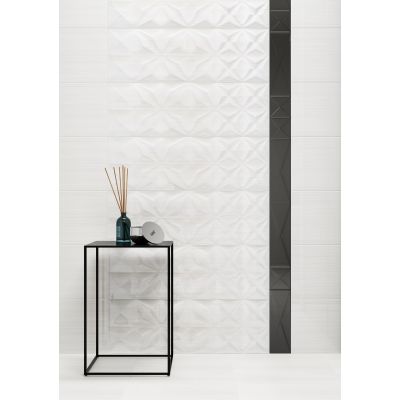 Opoczno Delicate Lines white glossy structure płytka ścienna 25x75 cm STR biały połysk