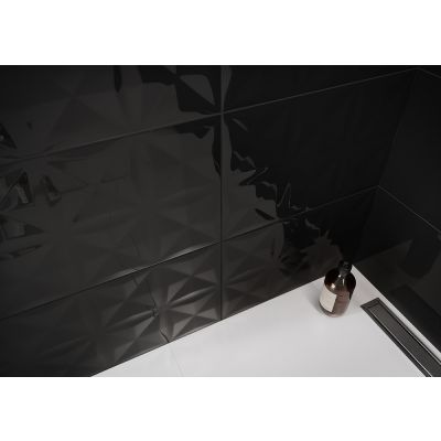 Opoczno Origami Dune Black Glossy Structure płytka ścienna 29,7x60 cm STR czarny połysk