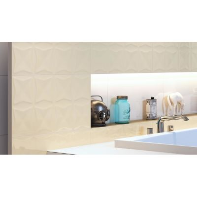 Opoczno Origami Dune Vanilla Glossy Structure płytka ścienna 29,7x60 cm STR beżowy połysk