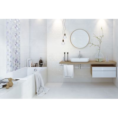 Opoczno Geometric Game cloud grey glossy squares structure płytka ścienna 25x75 cm STR szary połysk