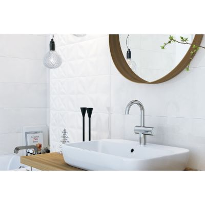 Opoczno Geometric Game cloud grey glossy squares structure płytka ścienna 25x75 cm STR szary połysk