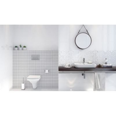 Opoczno White Magic White Glossy Squares Structure płytka ścienna 25x75 cm STR biały połysk