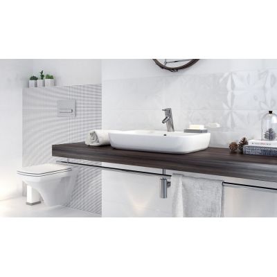 Opoczno White Magic White Glossy Squares Structure płytka ścienna 25x75 cm STR biały połysk