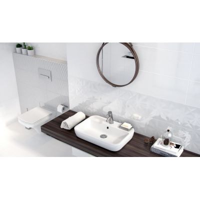 Opoczno White Magic White Glossy Squares Structure płytka ścienna 25x75 cm STR biały połysk