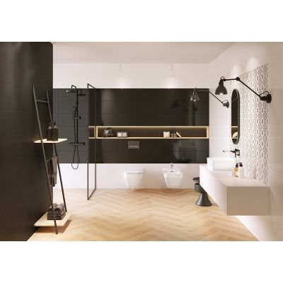 Cersanit Pret À Porter black glossy płytka ścienna 25x75 cm czarny połysk