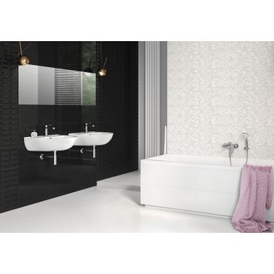 Cersanit Pret À Porter black glossy pillow structure płytka ścienna 25x75 cm STR czarny połysk