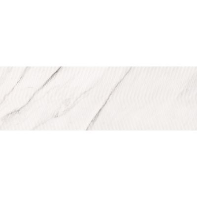Opoczno Carrara Chic white chevron structure glossy płytka ścienna 29x89 cm STR biały połysk