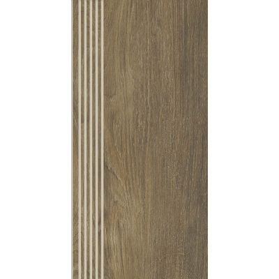 Paradyż Roble stopnica 29,4x59,9 cm prosta nacinana brązowy mat