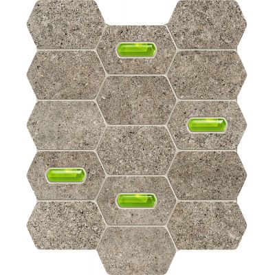 Tubądzin Lemon Stone mozaika ścienna 29,8x25 cm szary mat/zielony