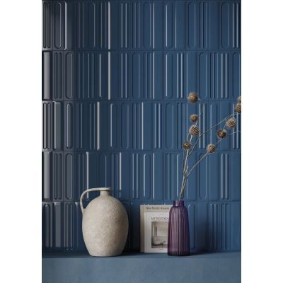 Paradyż Monpelli Navy Struktura C płytka ścienna 29,8x6,5 cm niebieska