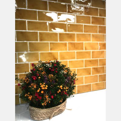 Amadis Seville Crackle Albero płytka cegiełka ścienna 13x6.5 cm żółta