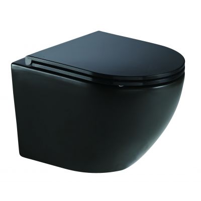 Aquavea Polus miska WC z deską wolnoopadającą wisząca bez kołnierza czarny mat POLUSC