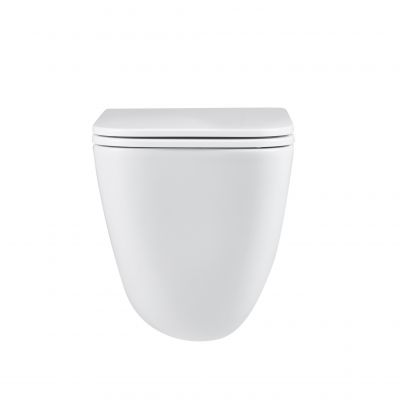 Aquavea Unico miska WC z deską wolnoopadającą wisząca bez kołnierza ze spłukiwaniem wirowym biały połysk UNICOBI