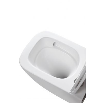 Aquavea Unico miska WC z deską wolnoopadającą wisząca bez kołnierza ze spłukiwaniem wirowym biały połysk UNICOBI
