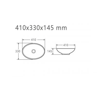 Aquavea Fressa umywalka 41x33 cm owalna nablatowa biała FRESSBIA