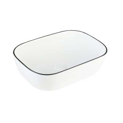 Aquavea Menza umywalka 45,5x32 cm owalna nablatowa biała-czarna MENZABIACZ