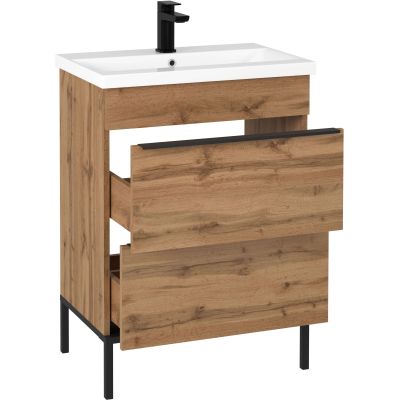Astor Alba umywalka z szafką 60 cm dąb wotan AM-AUB-602-2N