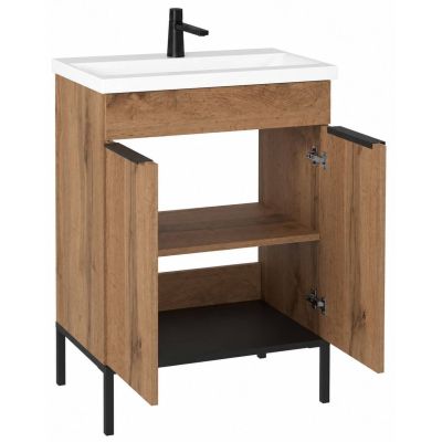Astor Alba umywalka z szafką 60 cm dąb wotan AM-AUB-612-2N