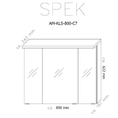 Astor Spek szafka 80 cm lustrzana biały połysk AM-KLS-800-C7