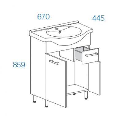 Astor Lupo umywalka z szafką 65 cm biały połysk AM-LUD-650-27
