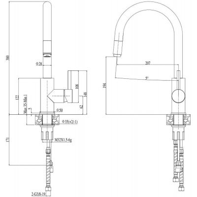 Alveus Delos bateria kuchenna stojąca chrom 1129021