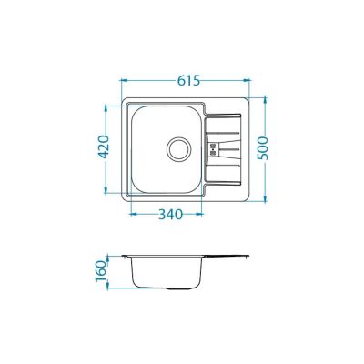 Alveus Line 60 zlewozmywak stalowy 62x50 cm wpuszczany 1-komorowy satyna 1065681