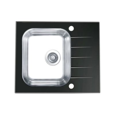 Alveus Vitro 10 zlewozmywak szklano-stalowy 60x50 cm satyna/szkło czarne 1114557