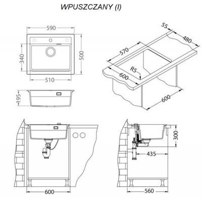 Alveus Atrox 30 zlewozmywak granitowy 59x50 cm beton 1131995