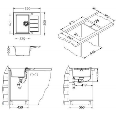 Alveus Cadit zlewozmywak granitowy 59x50 cm beżowy 1132019
