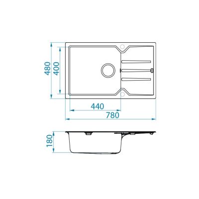 Alveus Record 40 zlewozmywak 78x48 cm granitowy czarny 1144091
