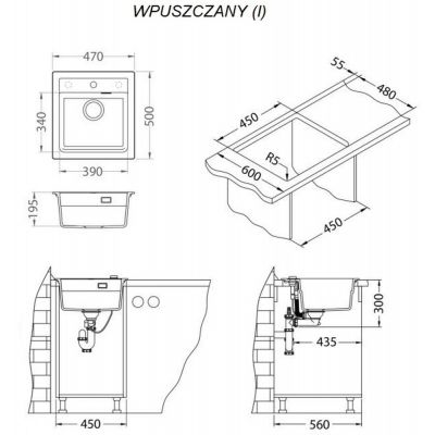 Alveus Atrox zlewozmywak granitowy 50x47 cm czarny 1148161