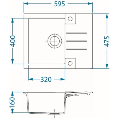 Alveus Rock 30S zlewozmywak granitowy 60x50 cm 1-komorowy beton 1213081
