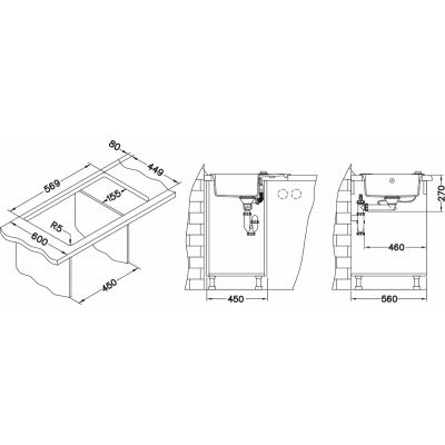 Alveus Rock 30S zlewozmywak granitowy 60x50 cm 1-komorowy beton 1213081