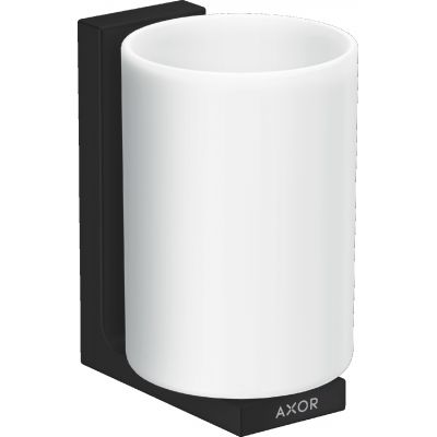 Axor Universal Rectangular kubek na szczoteczki ścienny czarny mat/biały 42604670