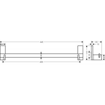 Axor Universal Rectangular drążek na ręcznik 64 cm czarny mat 42661670