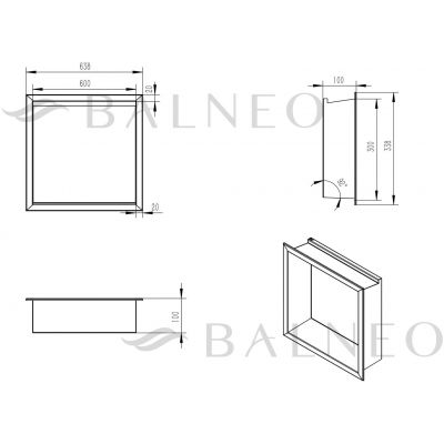 Balneo Wall Box półka wnękowa 30 cm złota B0101030109-1