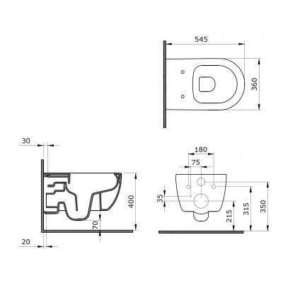 Zestaw Bocchi V-Tondo miska WC z deską sedesową wolnoopadającą i stelaż podtynkowy Grohe Rapid SL z przyciskiem spłukującym Skate biel alpejska (14160010129, A0336001, 38539001, 38732SH0)