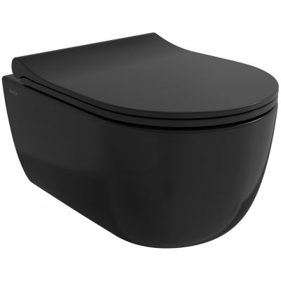 Bocchi V-Tondo miska WC wisząca bez kołnierza Clean Plus+ czarny połysk 1417-005-0129