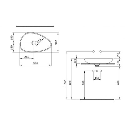 Bocchi Etna umywalka 58x37 cm owalna nablatowa brąz/beż 1114-011-0325