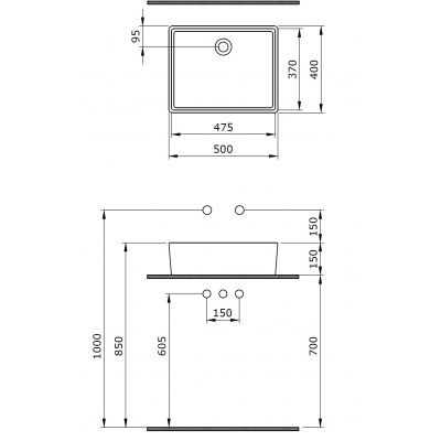Bocchi Milano umywalka 50x40 cm nablatowa Clean Plus+ czarny mat 1215-004-0325