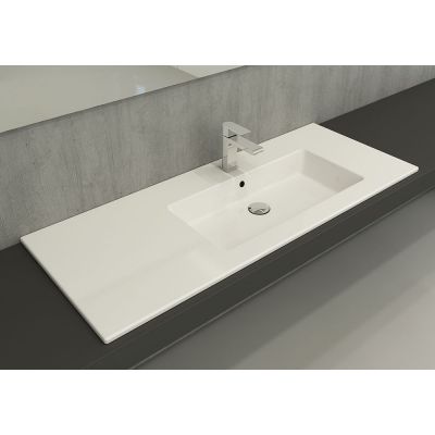 Bocchi Milano umywalka 120x47,5 cm meblowa prostokątna prawa Clean Plus+ biały połysk 1365-001-0125