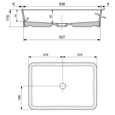 Bocchi Sottile Slim Line umywalka 55x38 cm prostokątna 1476-032-0125