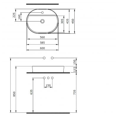 Bocchi Sottile Slim Line umywalka 50x45 cm owalna zielona 1600-027-0126