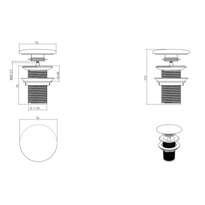 Bocchi korek do umywalki automatyczny bez przelewu chrom 6190-0001