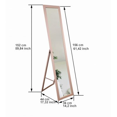 BD Art lustro stojące do garderoby 155x36 cm prostokątne różowe 301120000042
